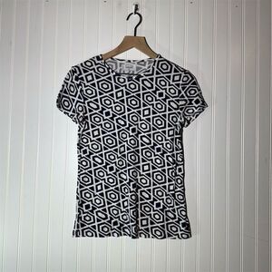 Mott 50 Women's M Navy Geometric Bamboo T-Shirt UPF‎ 50 Casual Beach Outdoor